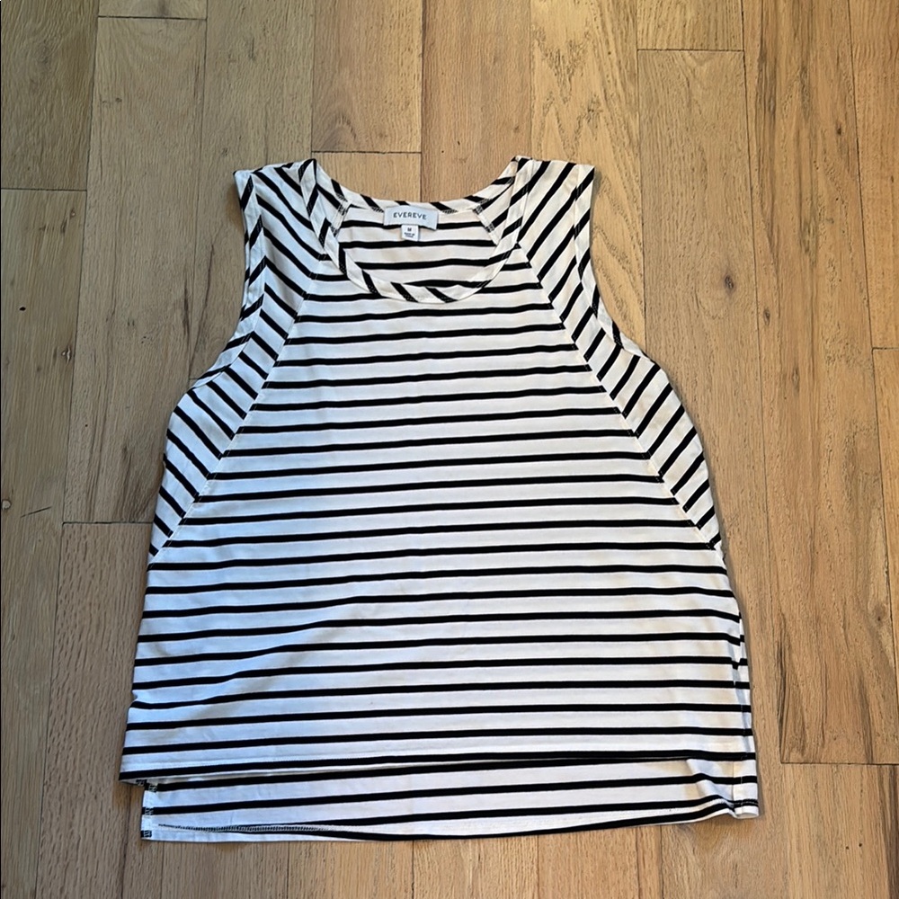 Evereve Black and White Boxy Sleeveless Tank Top